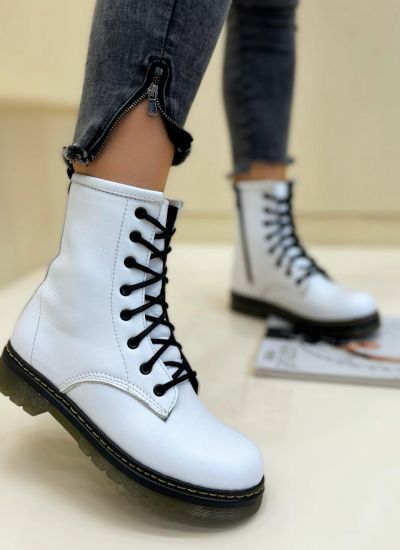 Leather booties B269 - WHITE