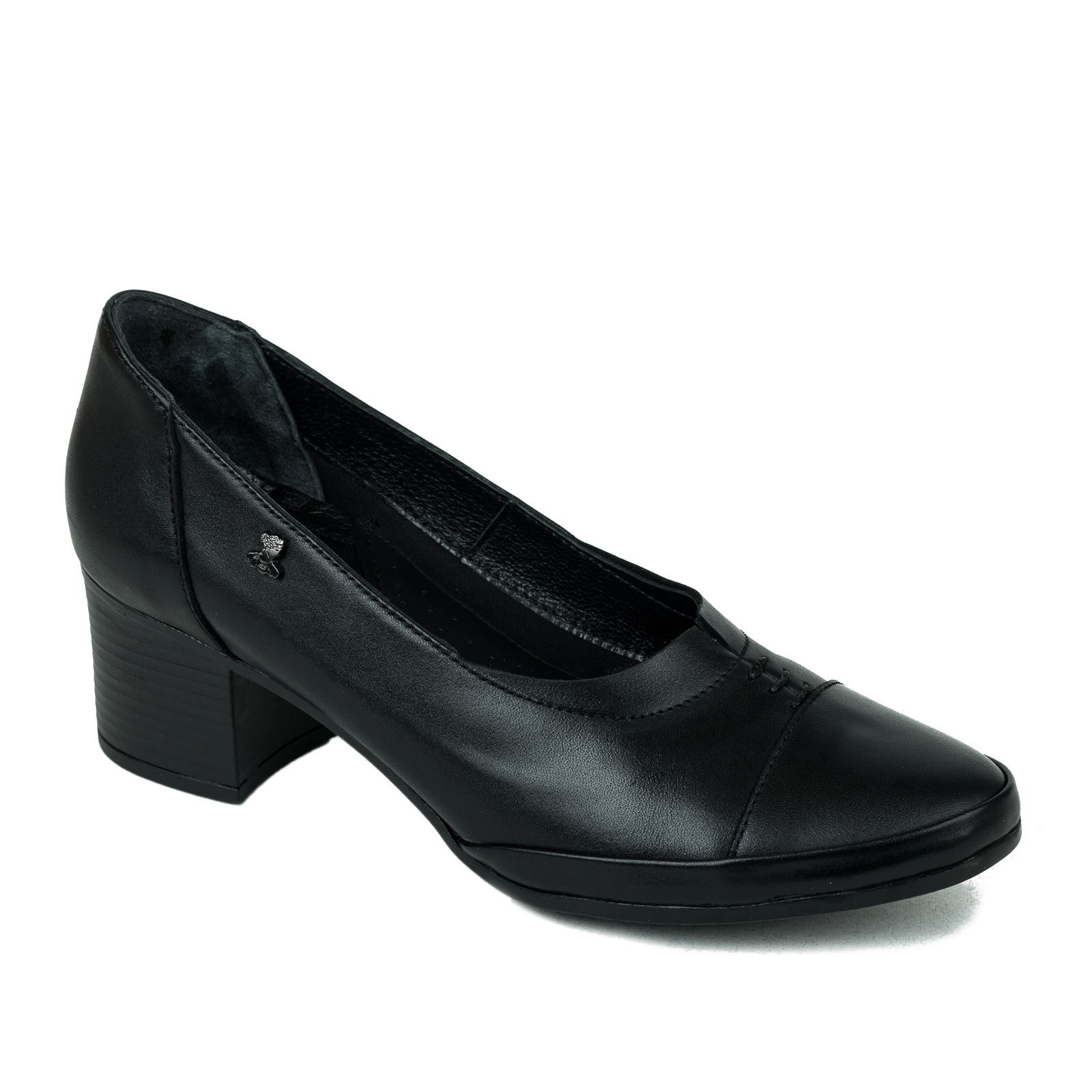 Leather high-heels B274 - BLACK