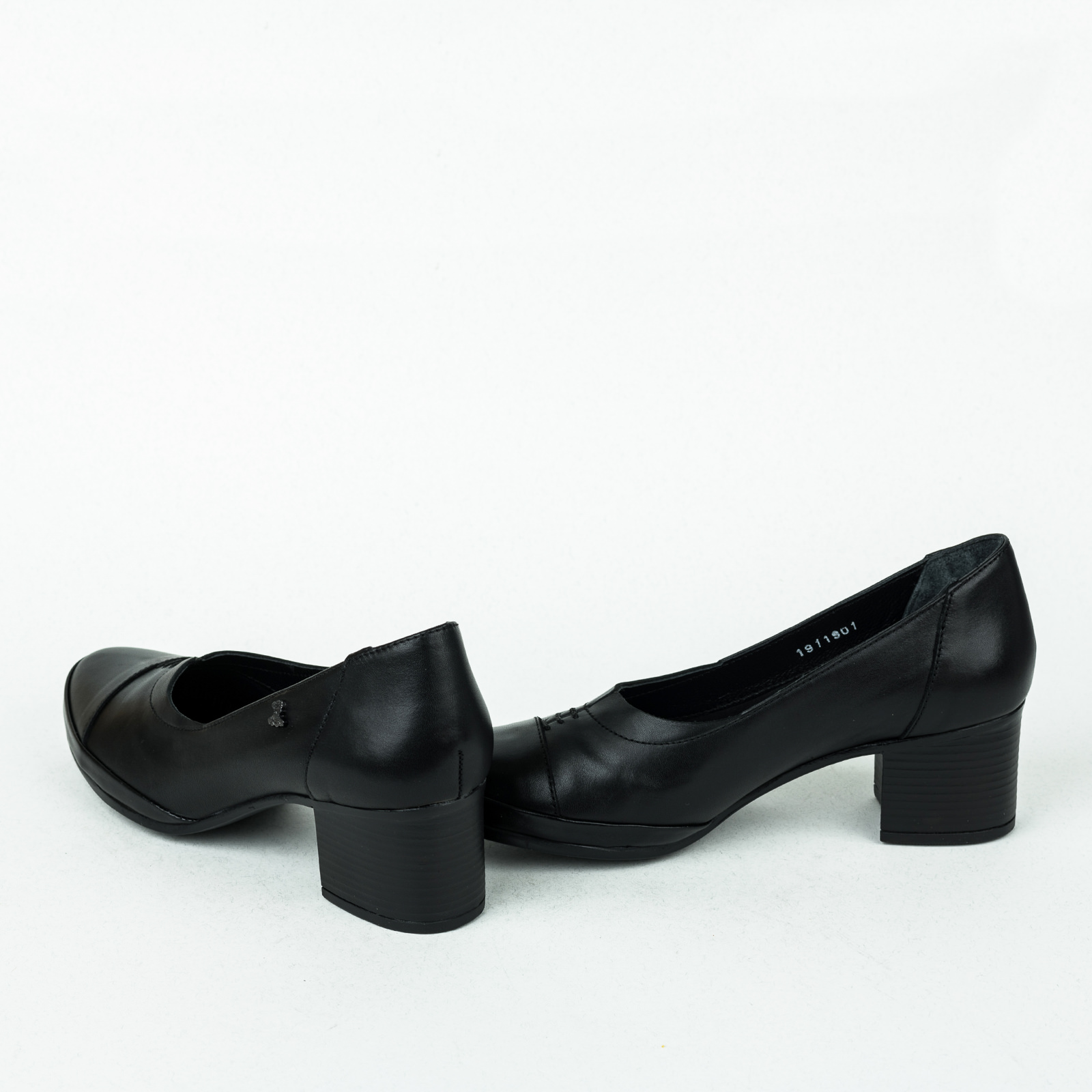Leather high-heels B274 - BLACK