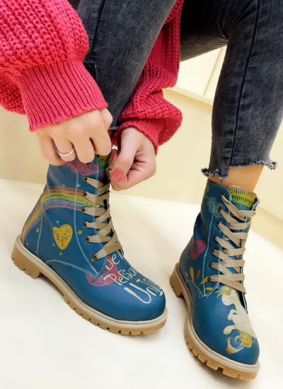 Women ankle boots B025 - BLUE