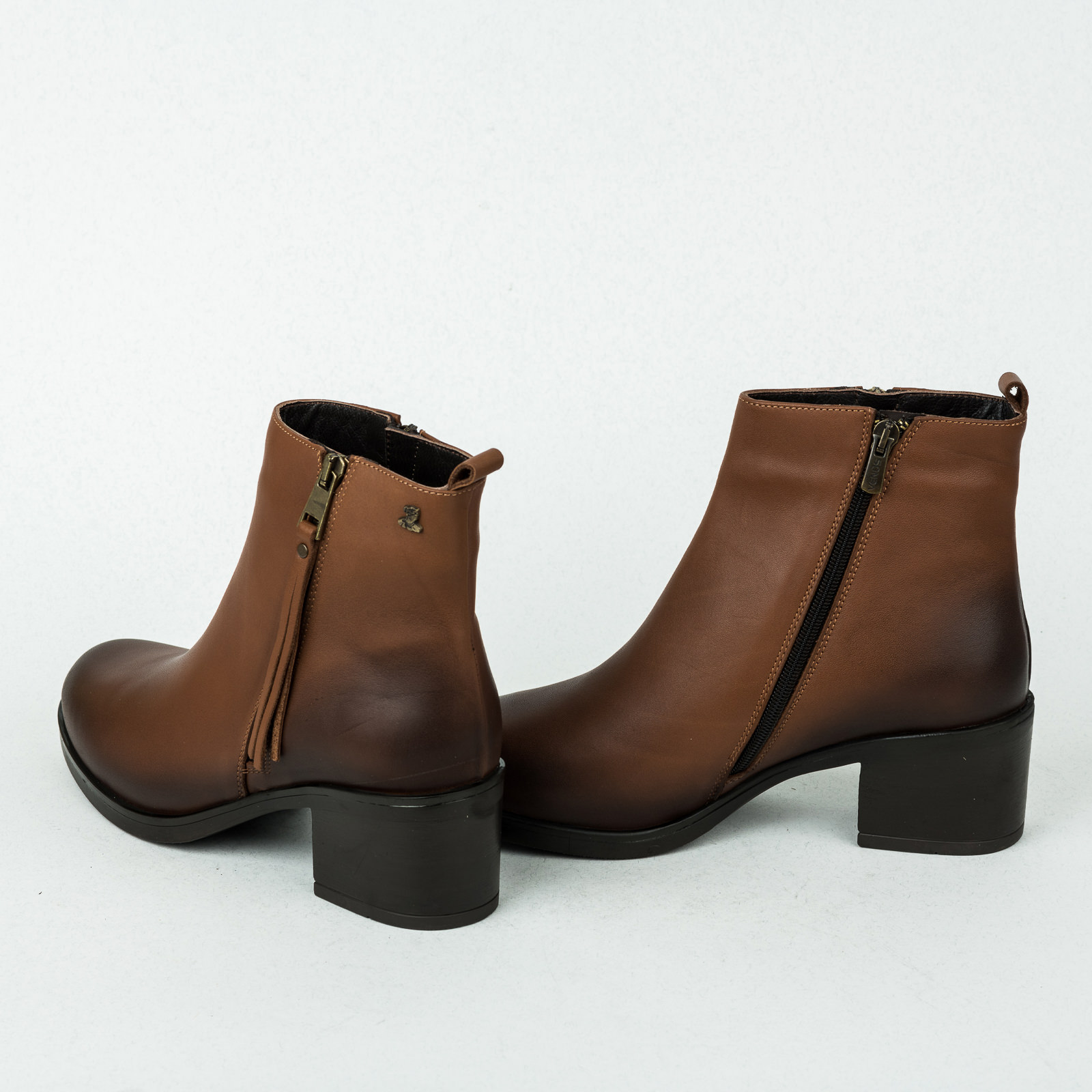 Leather ankle boots B317 - CAMEL