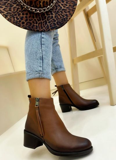 Leather ankle boots LEKHA - CAMEL