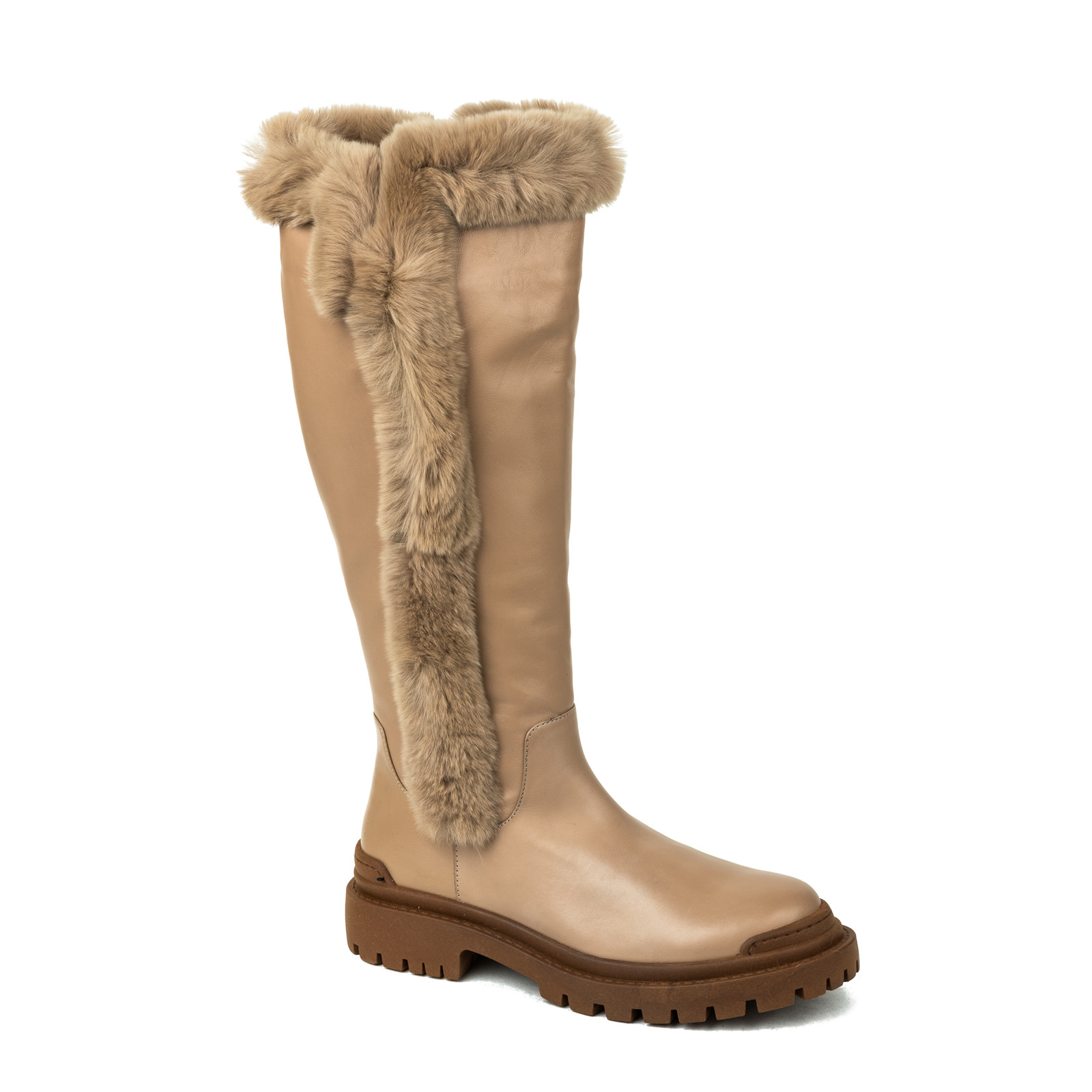 Leather boots B322 - BEIGE