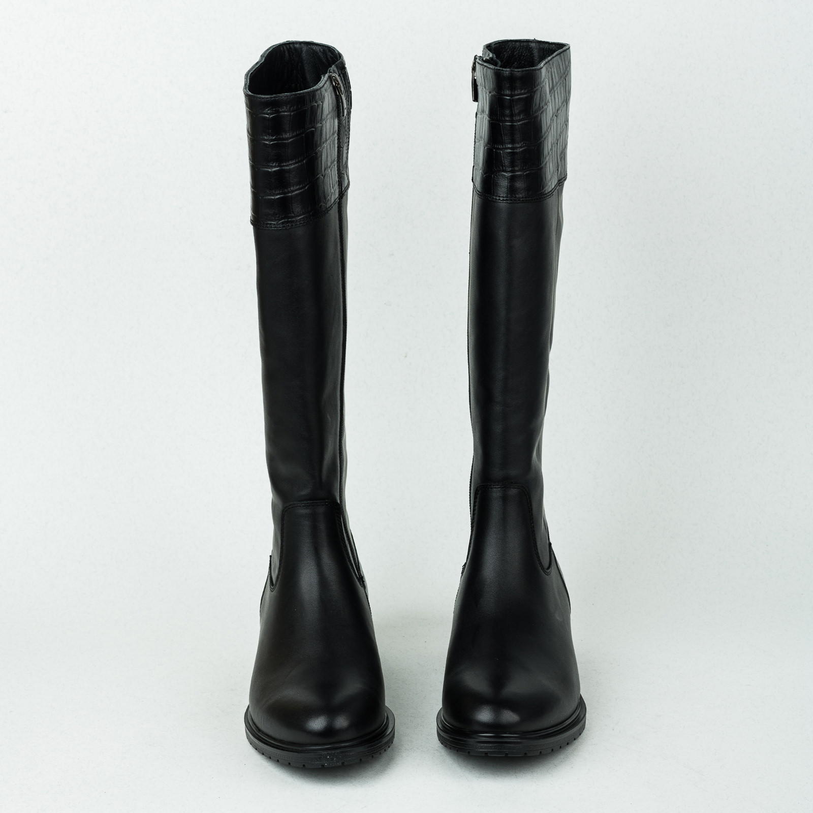 Leather boots B323 - BLACK