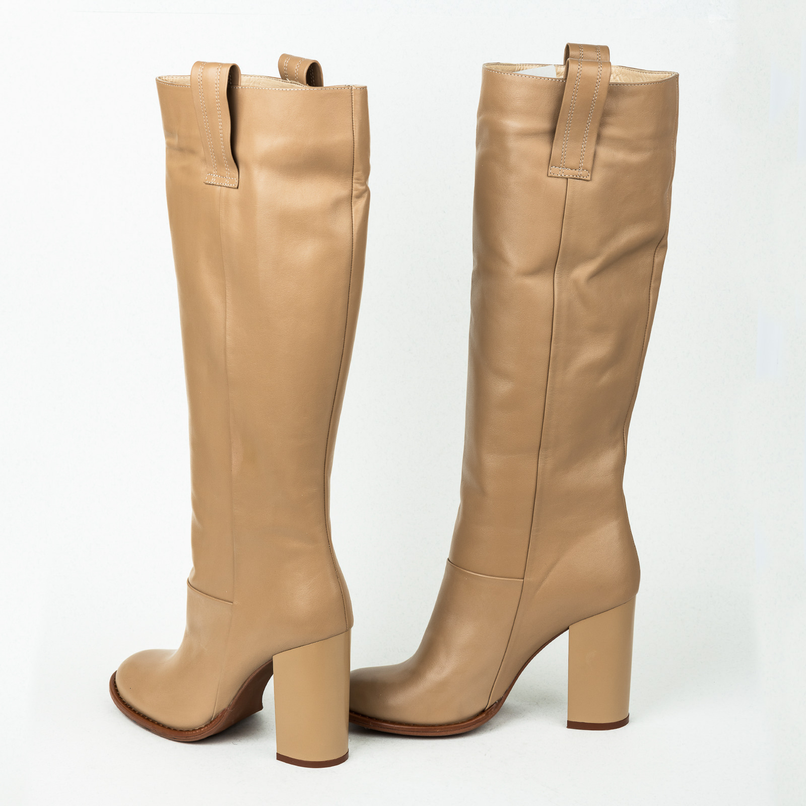 Leather boots B332 - BEIGE