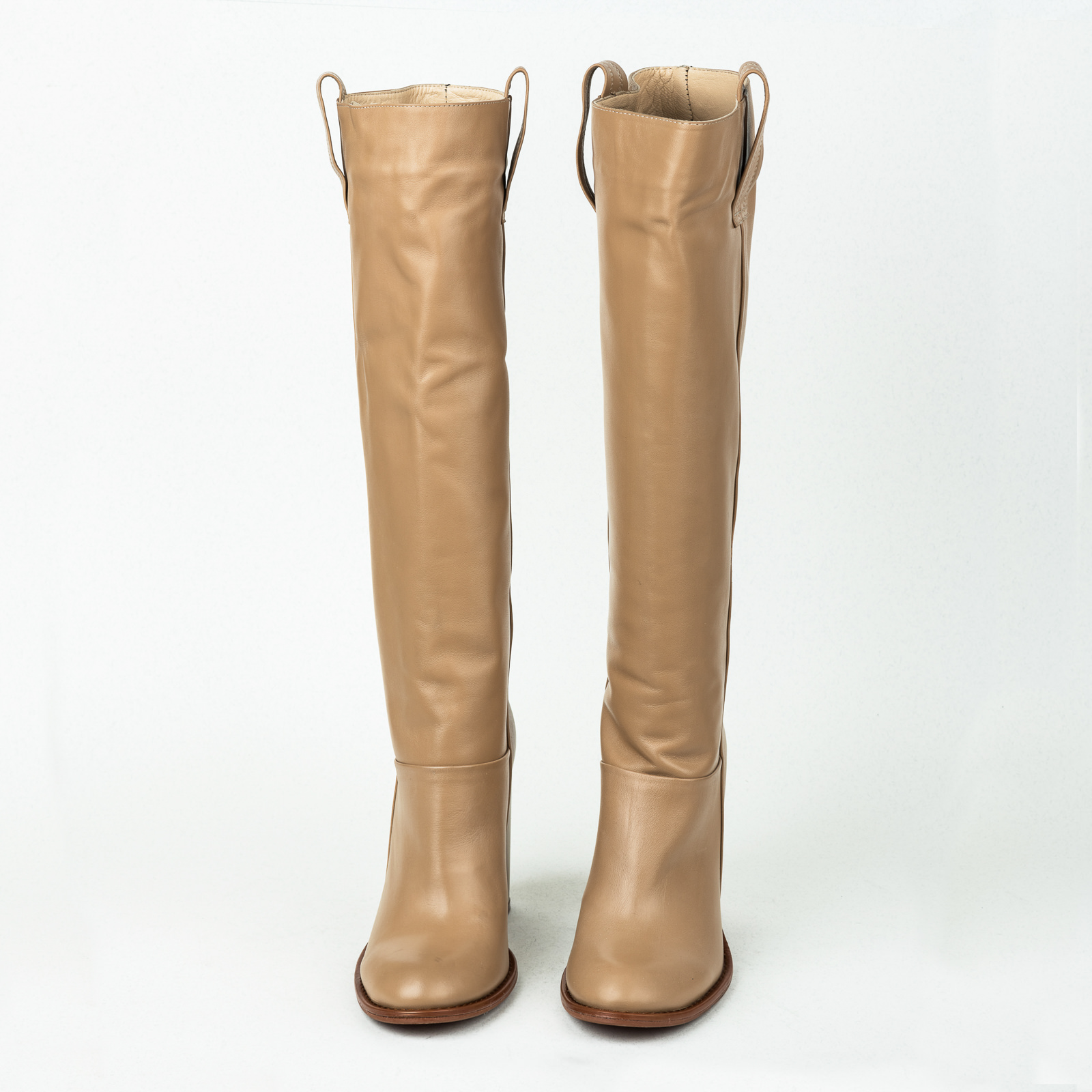 Leather boots B332 - BEIGE
