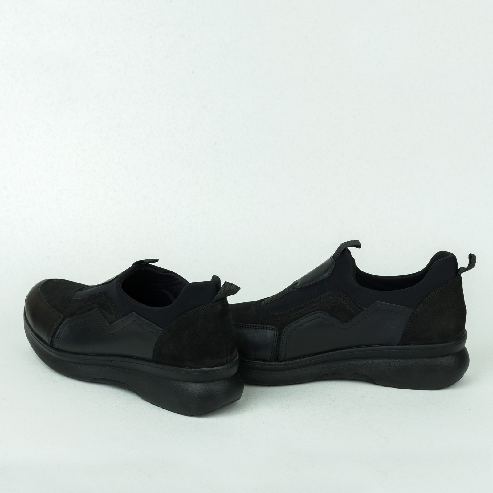 Leather sneakers B273 - BLACK