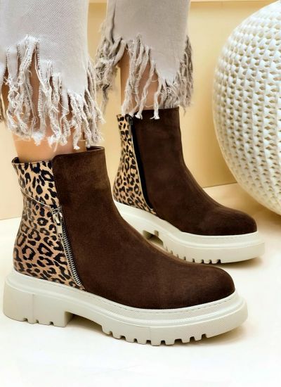 Leather ankle boots B343 - BROWN