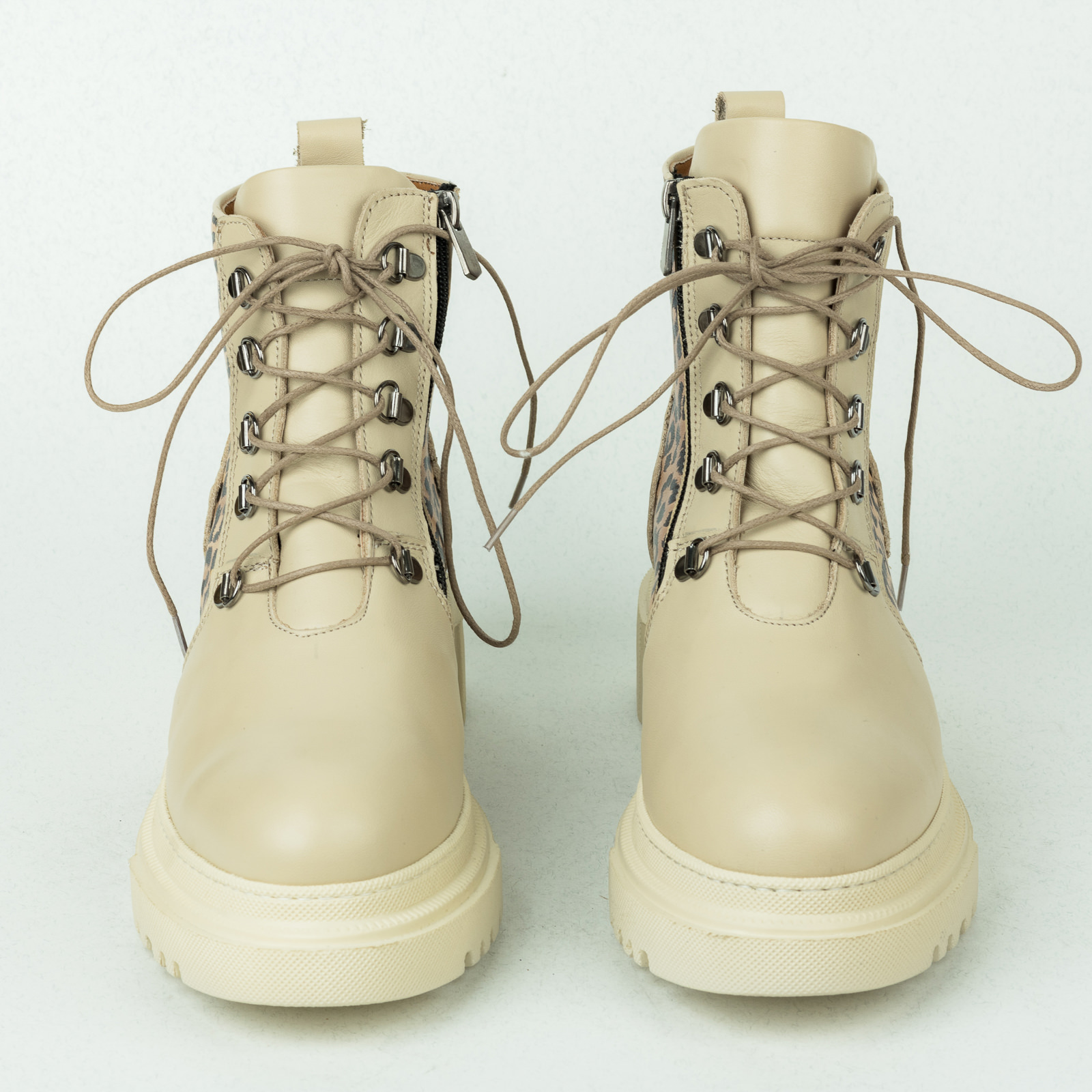 Leather ankle boots B345 - BEIGE