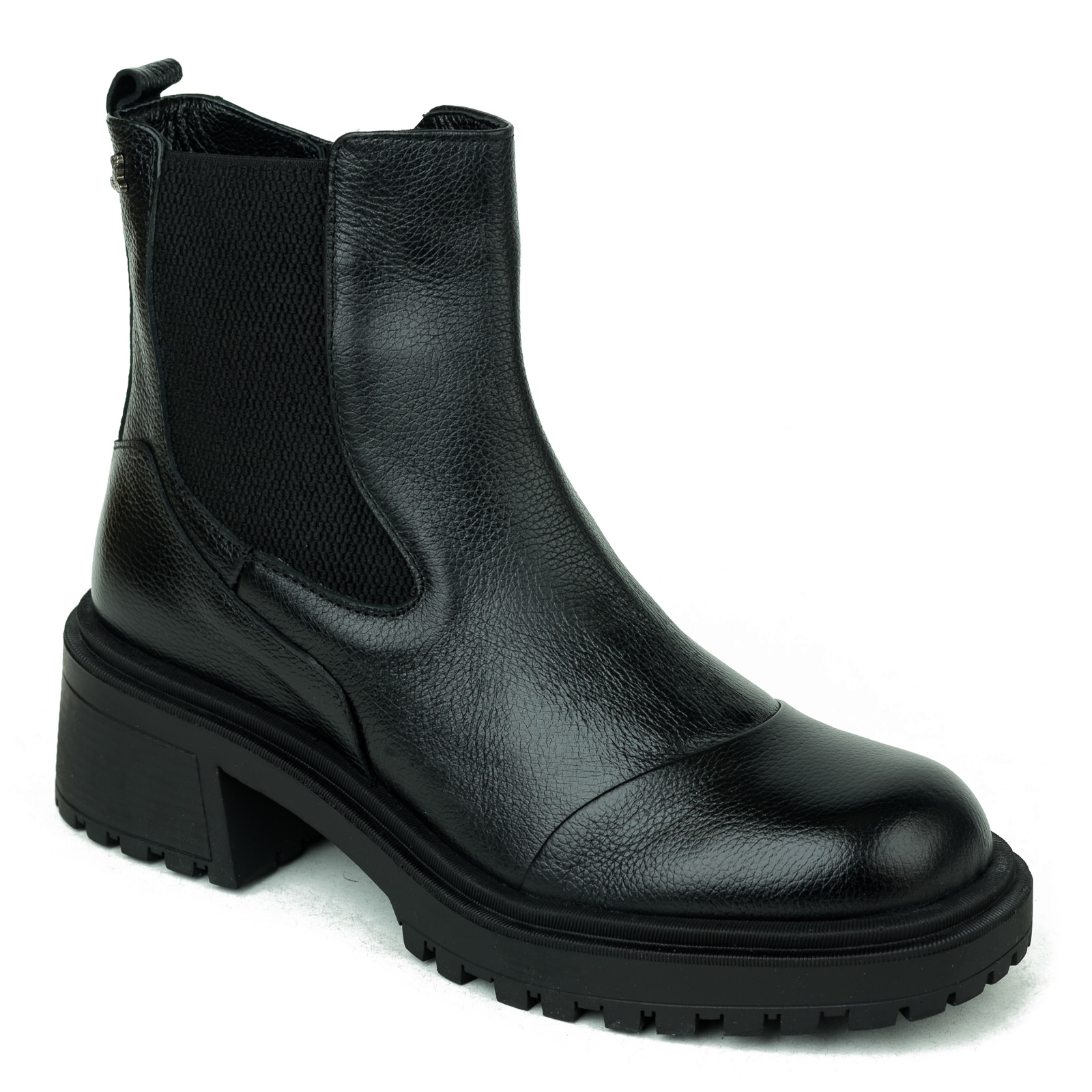 Leather ankle boots B346 - BLACK