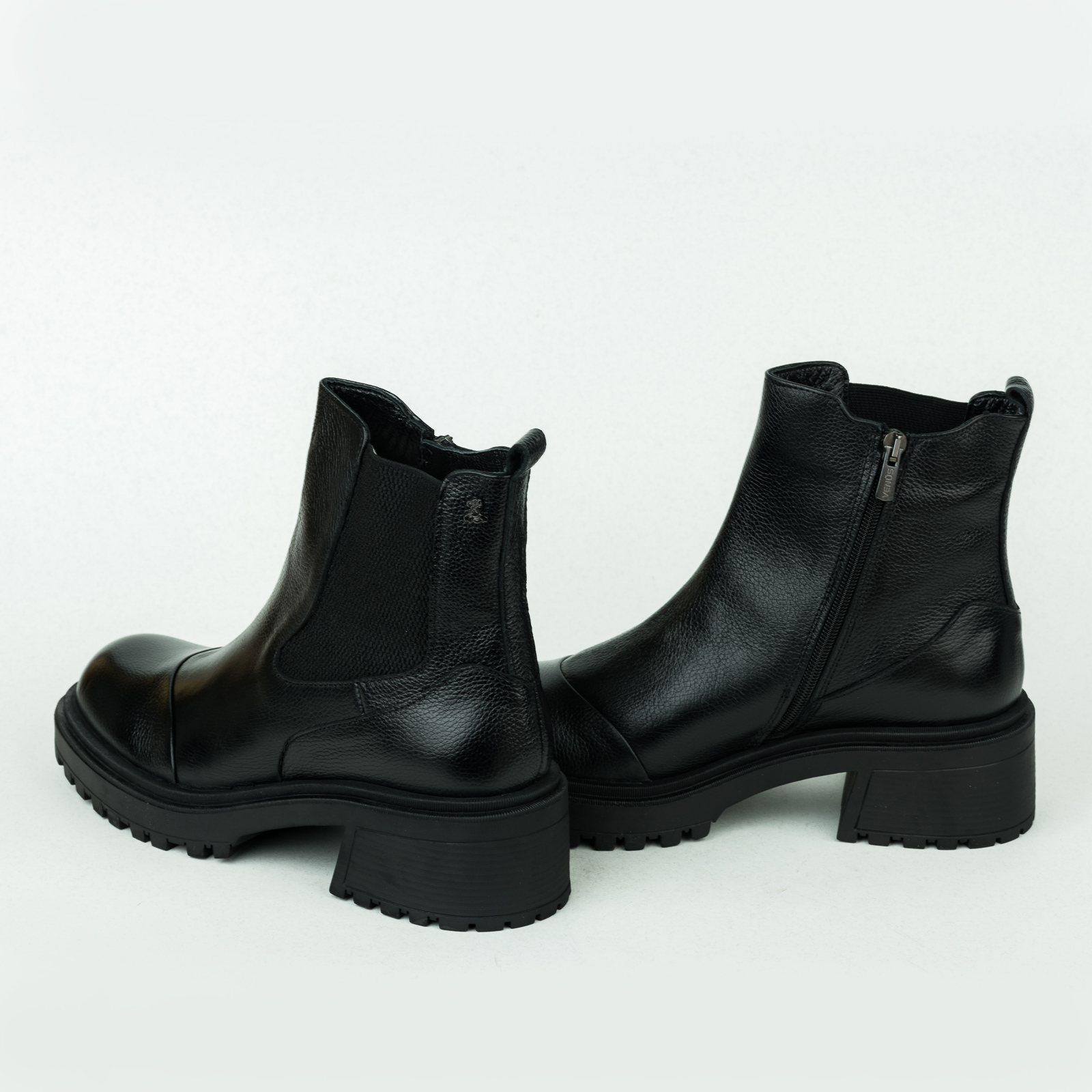 Leather ankle boots B346 - BLACK
