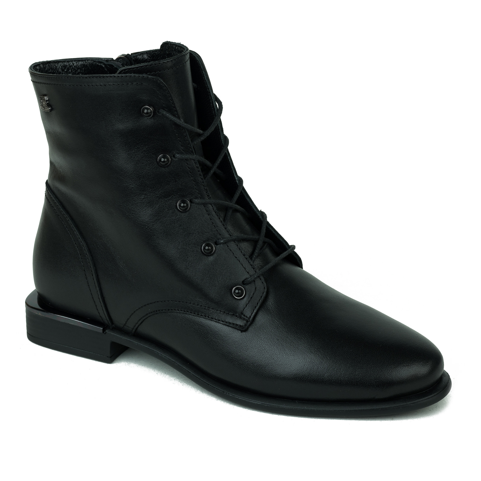 Leather ankle boots B348 - BLACK