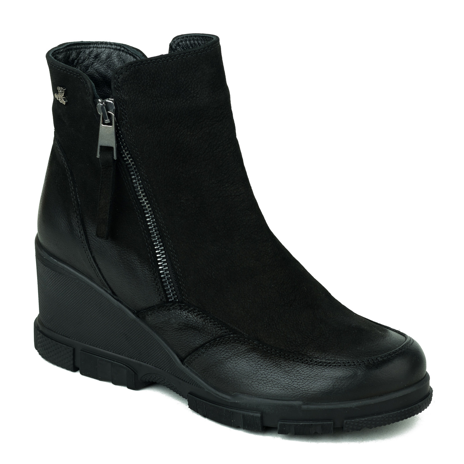 Leather ankle boots B350 - BLACK