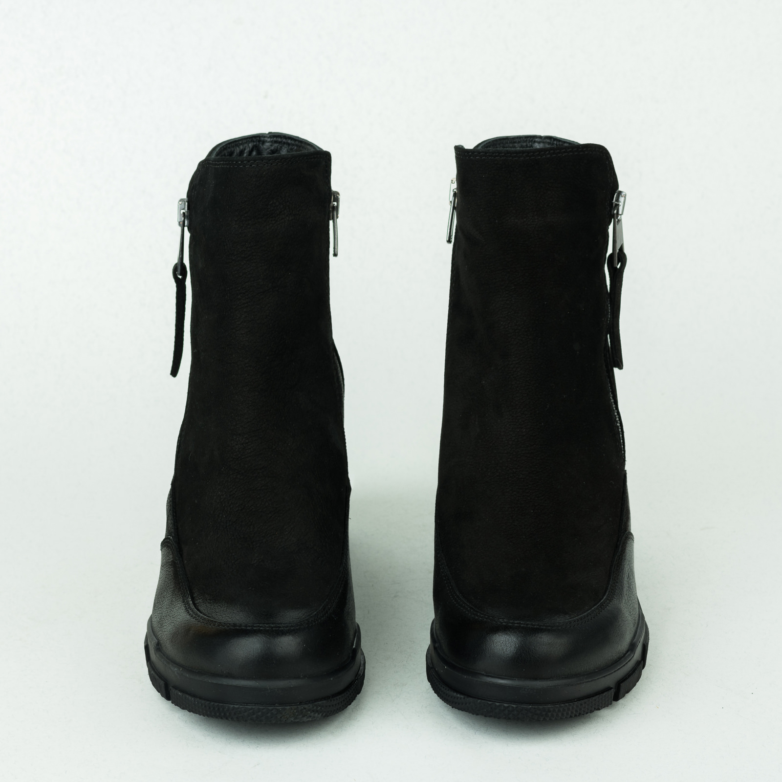 Leather ankle boots B350 - BLACK