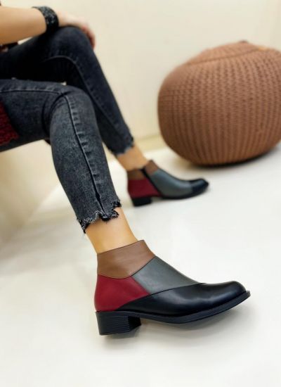 Leather ankle boots B351 - BLACK