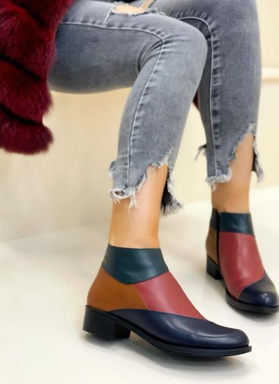 Leather ankle boots B351 - NAVY