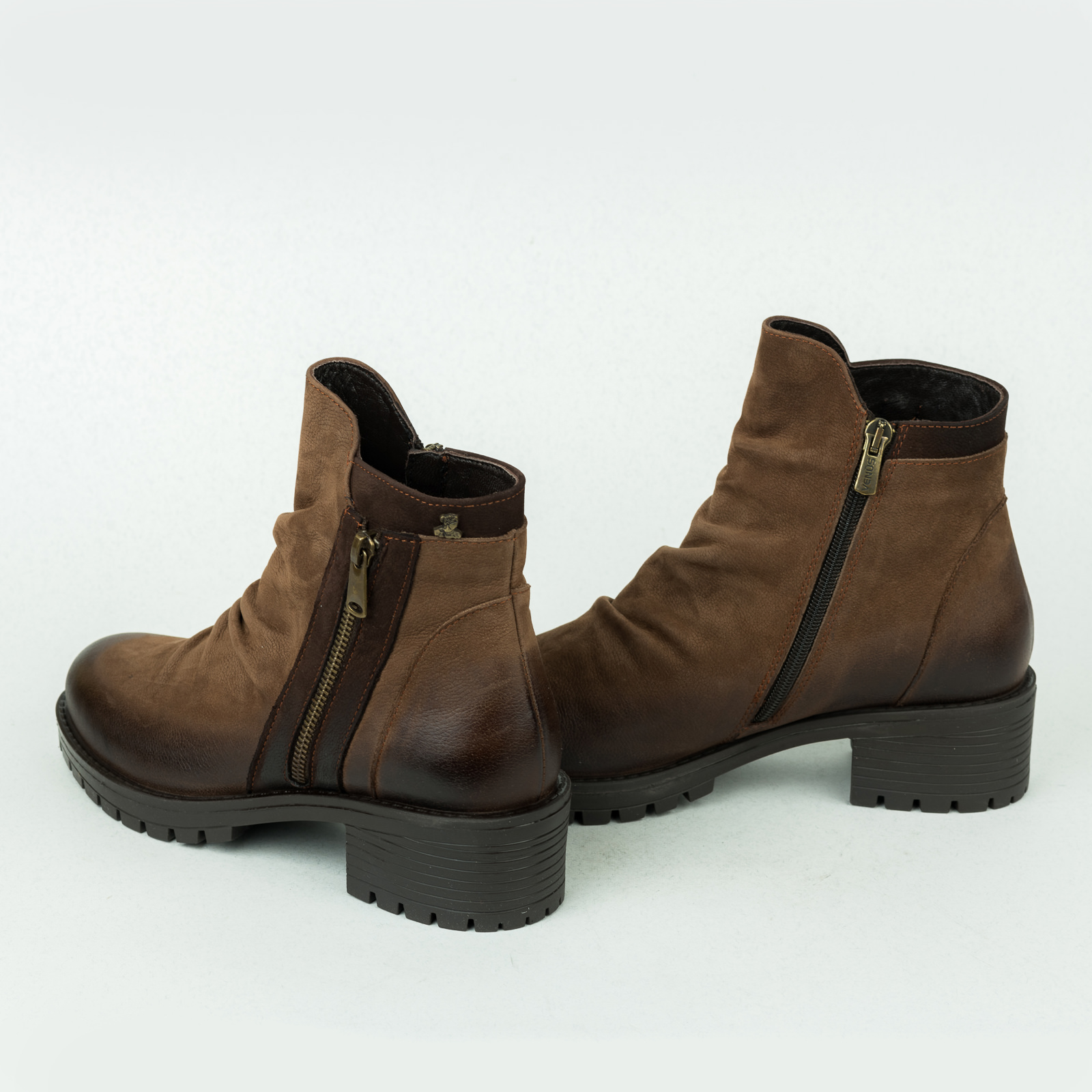 Leather ankle boots B352 - BROWN