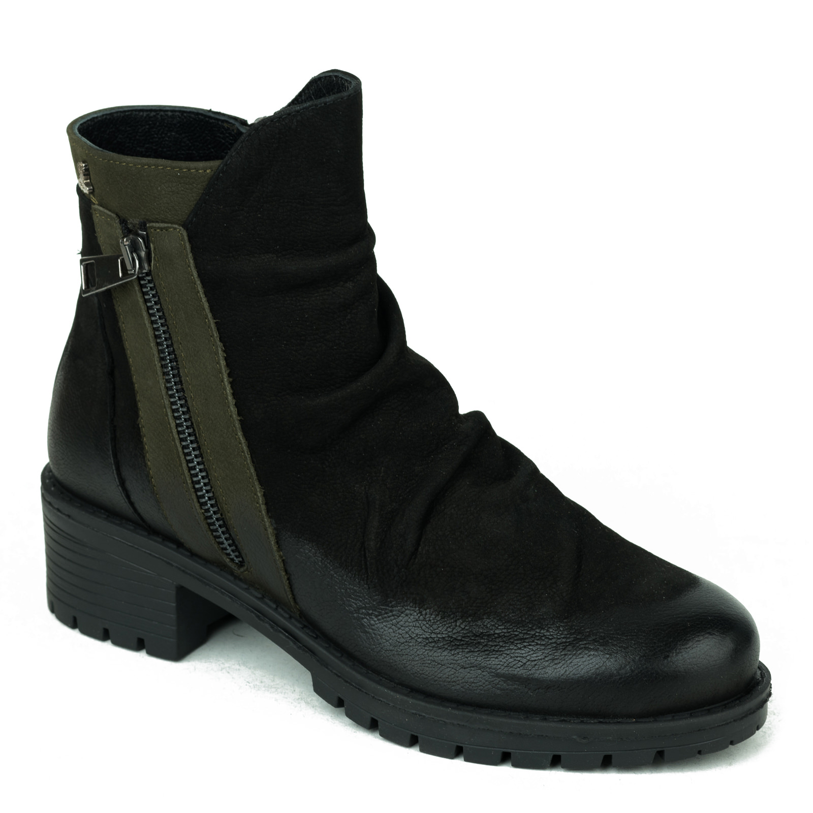 Leather ankle boots B352 - BLACK