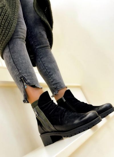 Leather ankle boots B352 - BLACK