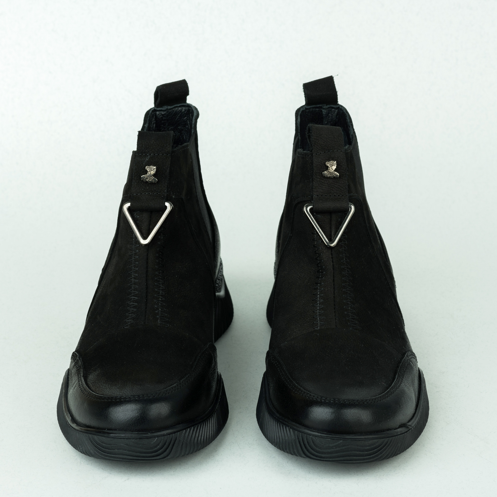 Leather ankle boots B353 - BLACK