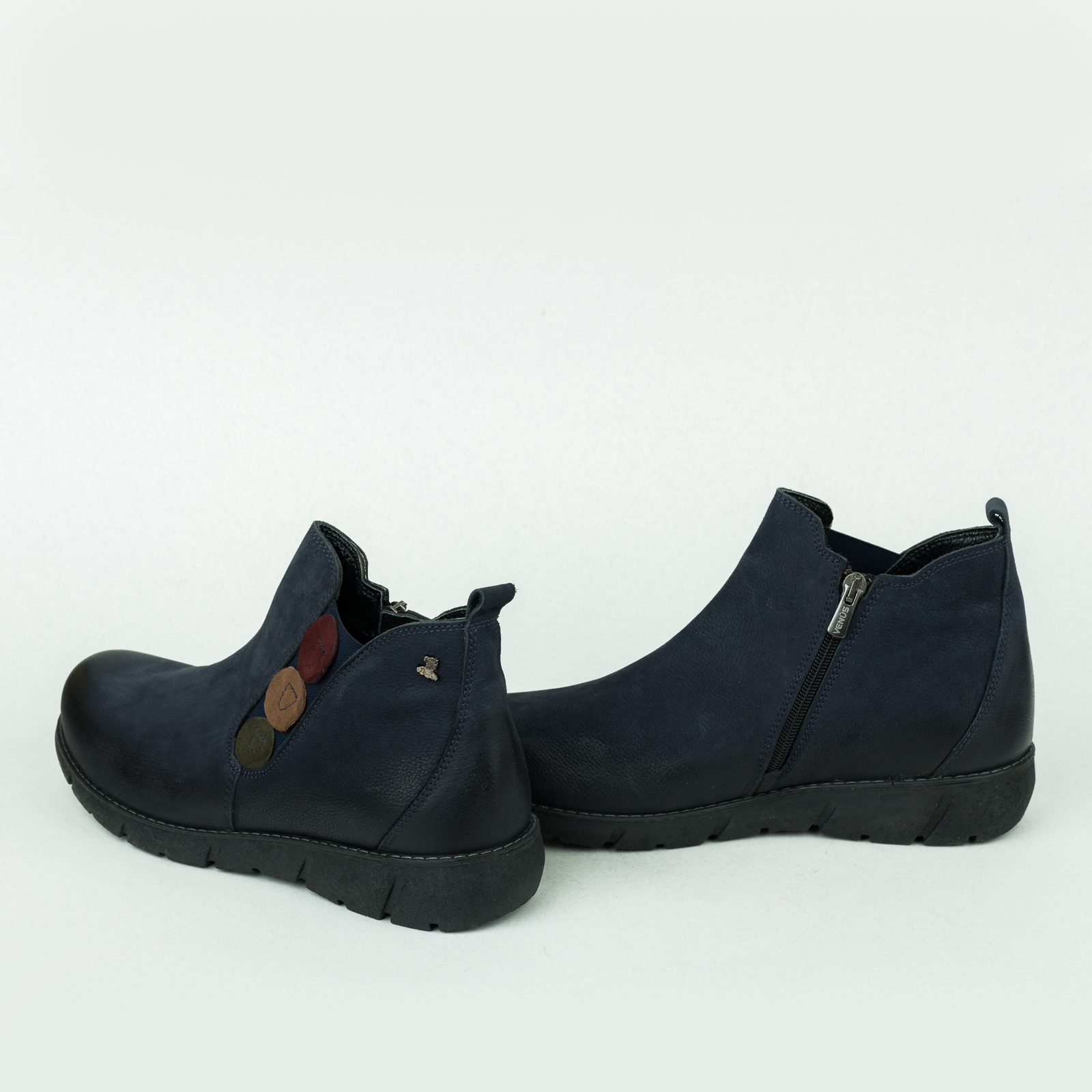 Leather ankle boots B070 - NAVY