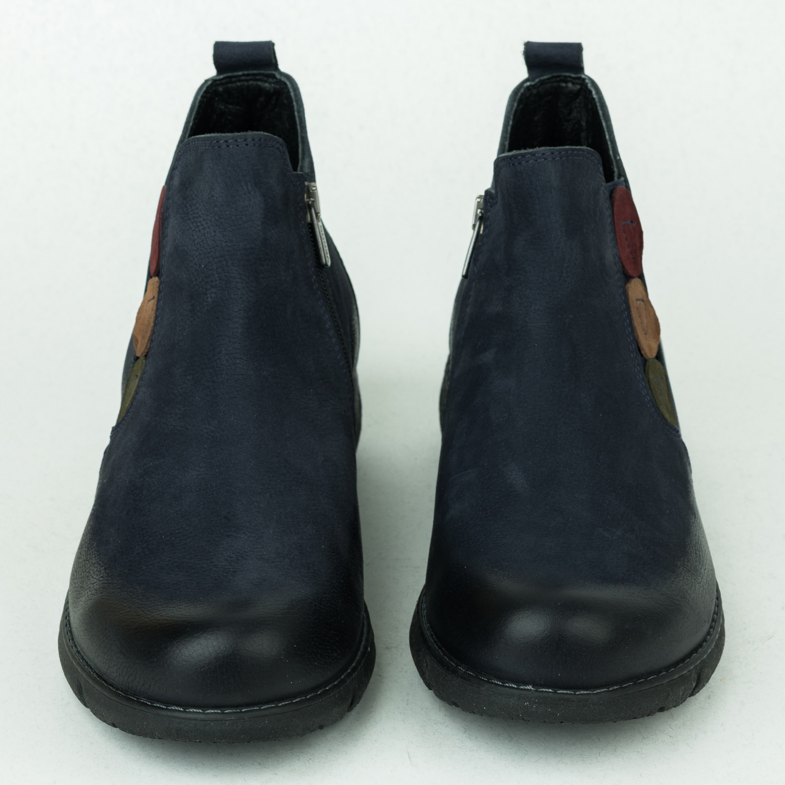 Leather ankle boots B070 - NAVY