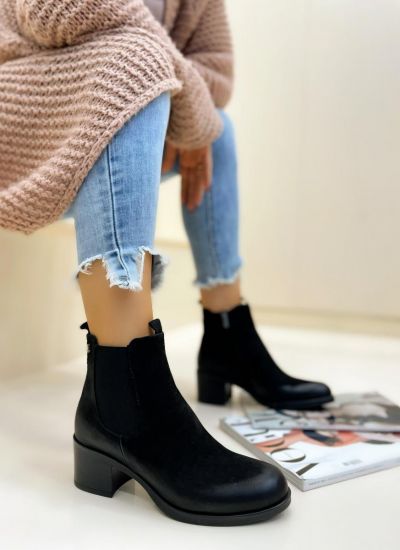 Leather ankle boots B067 - BLACK