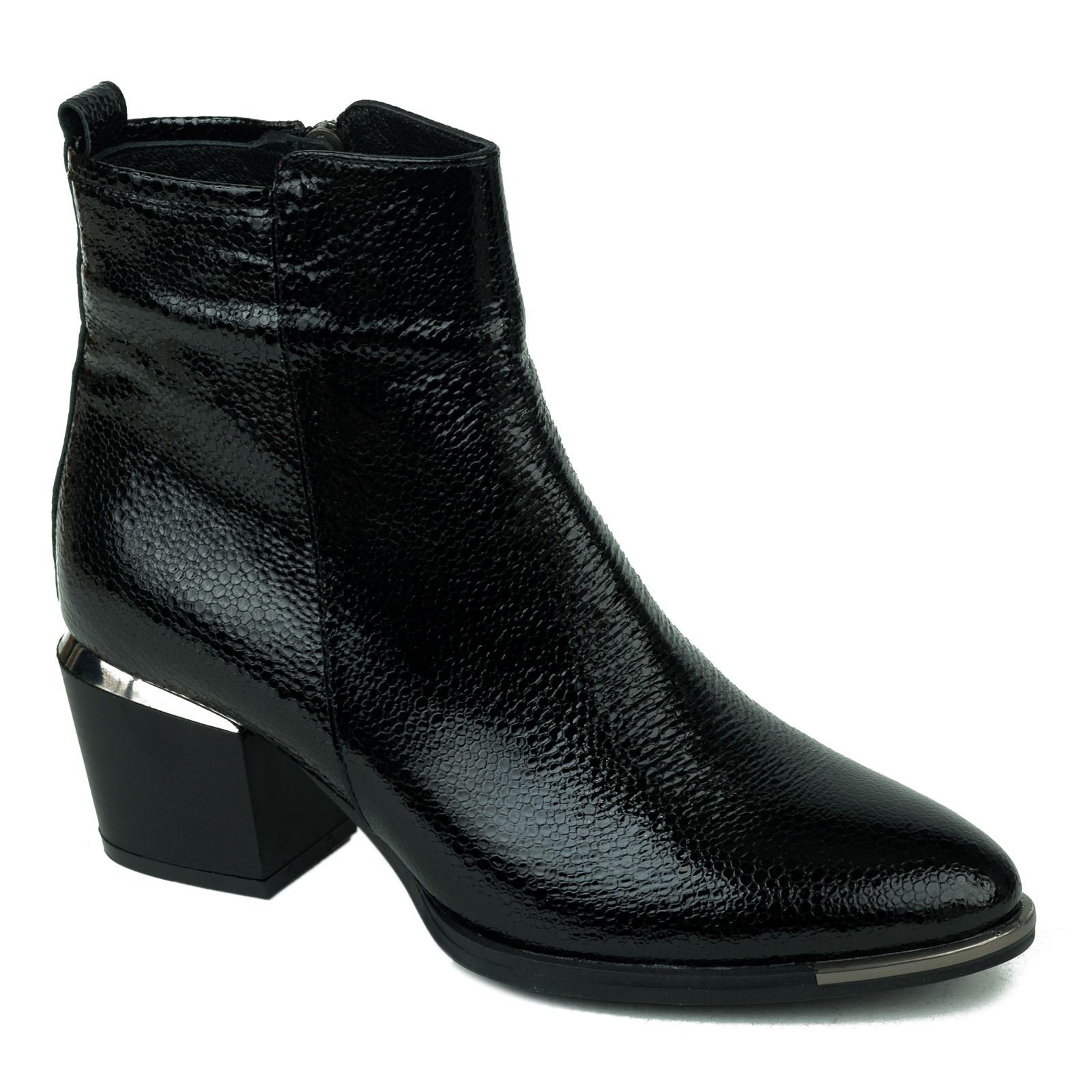 Leather ankle boots B158 - BLACK