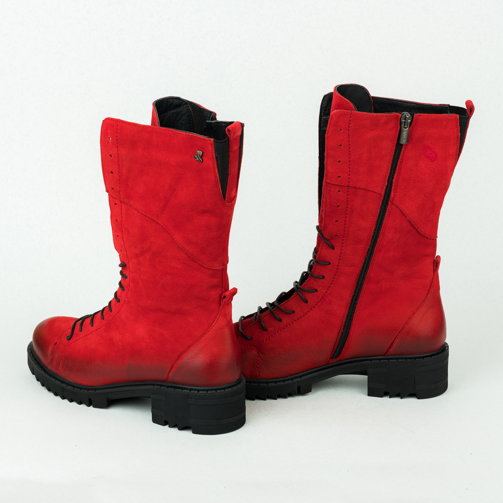 Leather ankle boots B314 - RED