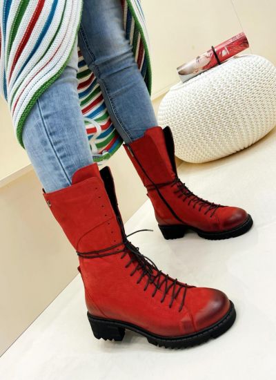 Leather ankle boots B314 - RED