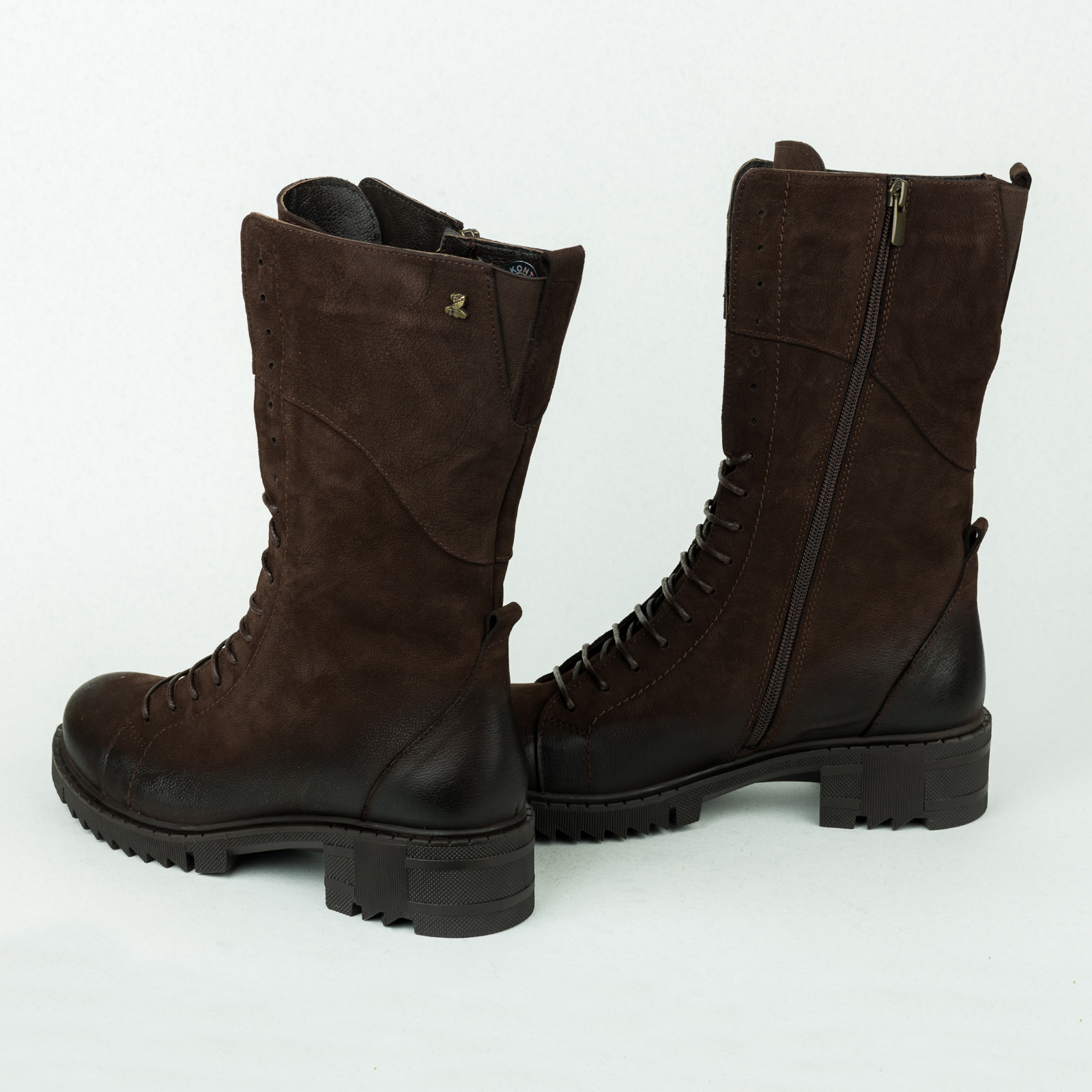 Leather ankle boots B314 - DARK BROWN