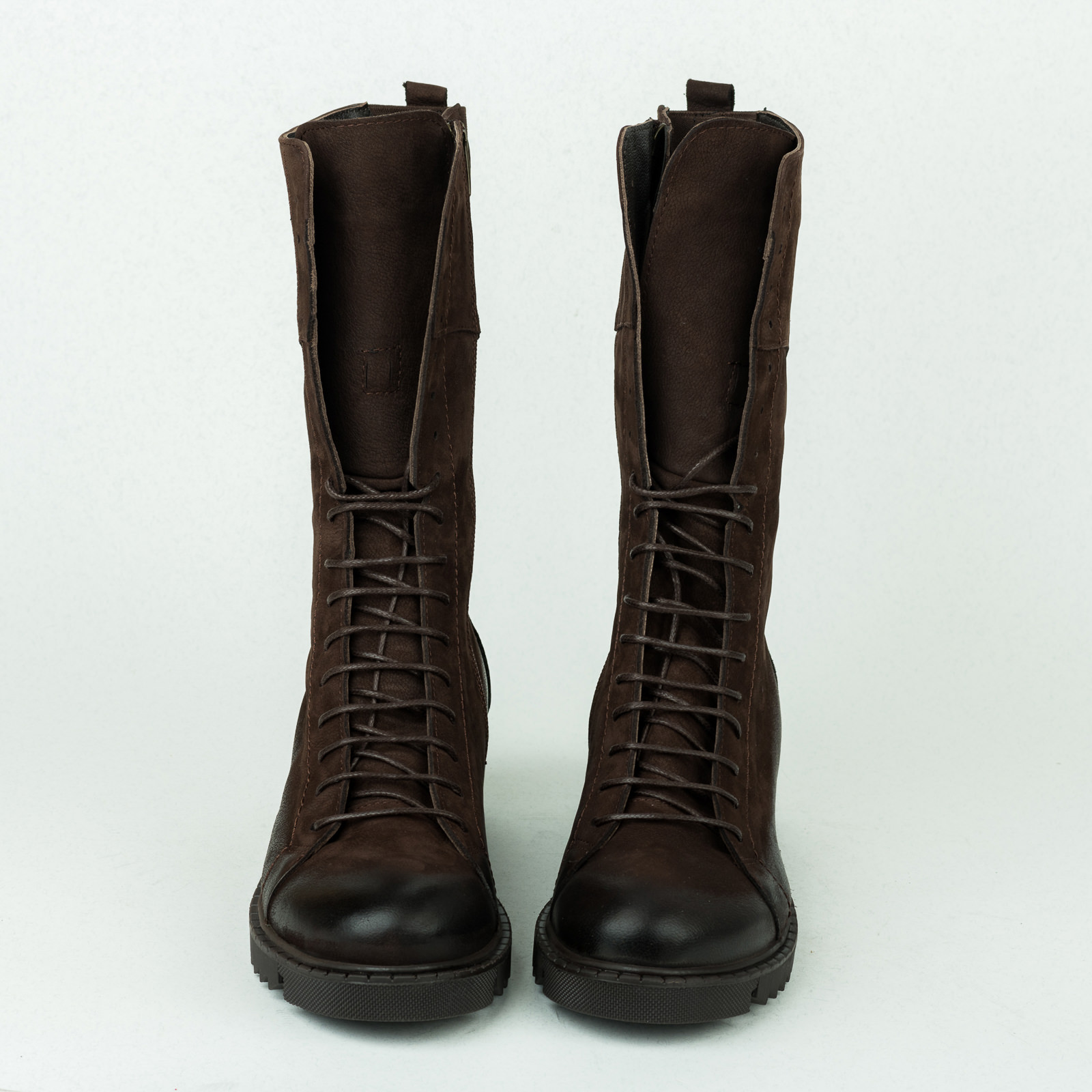 Leather ankle boots B314 - DARK BROWN