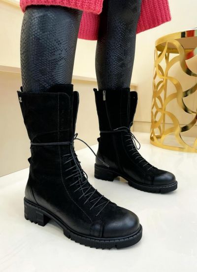 Leather ankle boots B314 - BLACK