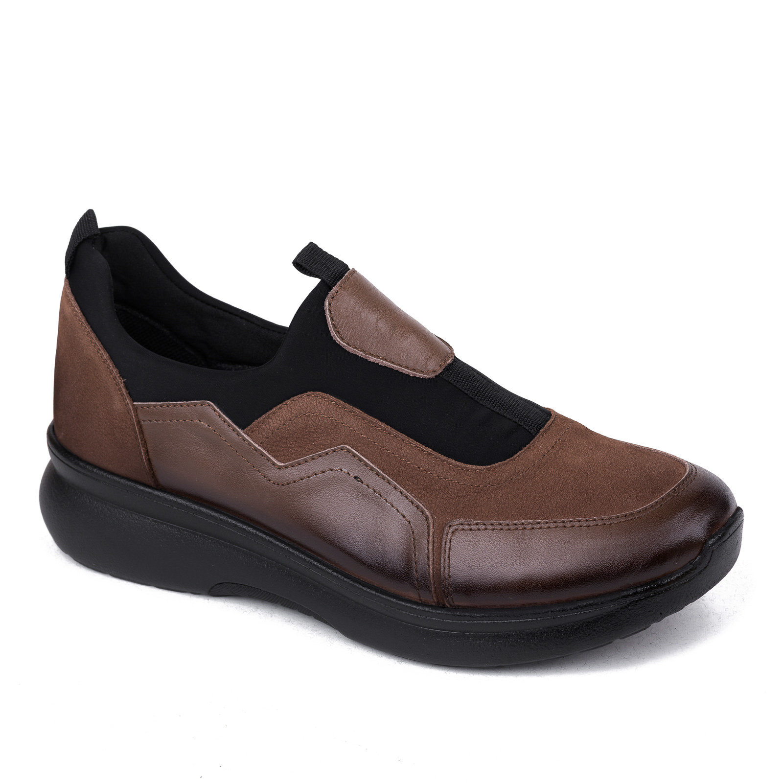 Leather sneakers B273 - BROWN