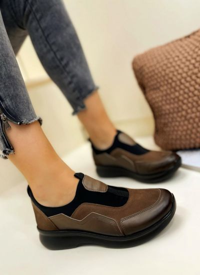 Leather sneakers RHEIA - BROWN