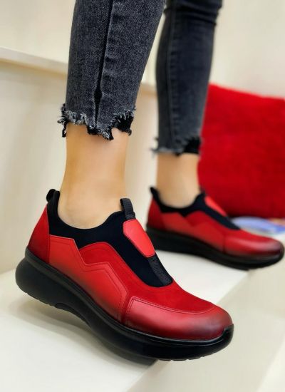 Leather sneakers RHEIA - RED