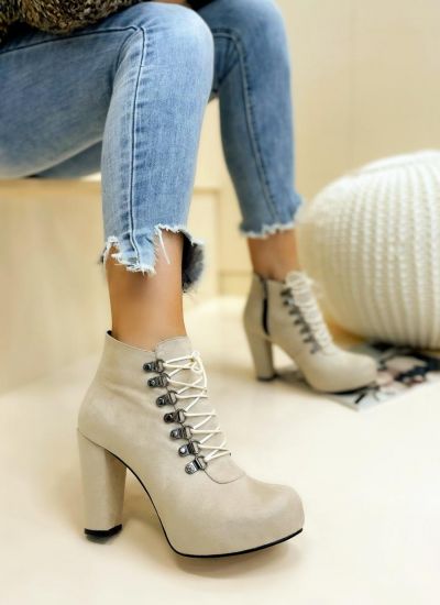 Women ankle boots VIJETA VELOUR - BEIGE