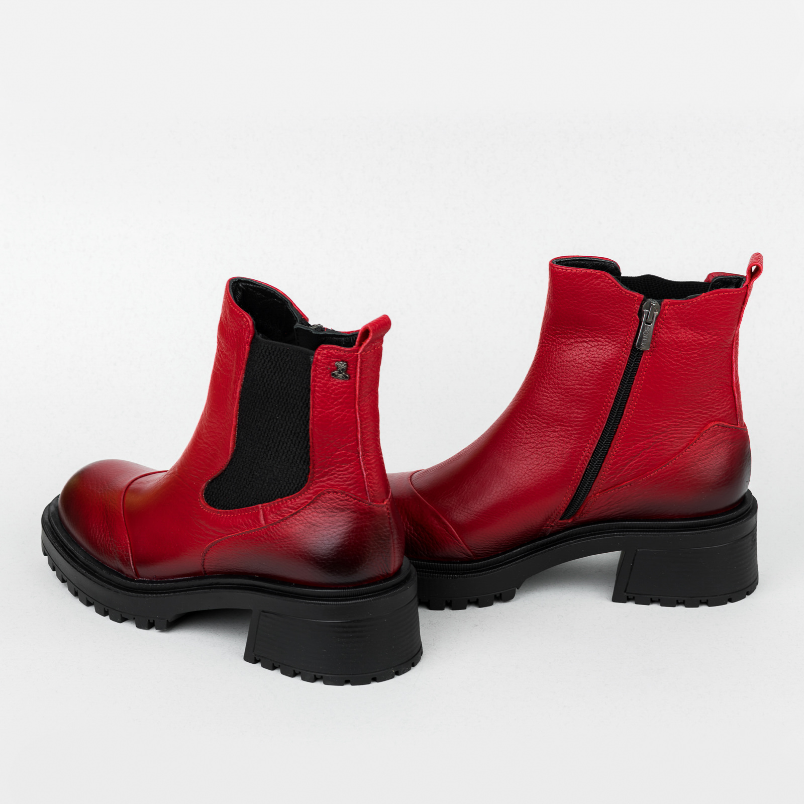 Leather ankle boots B346 - RED