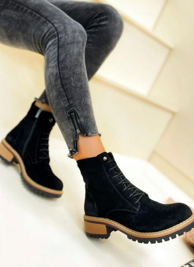 Leather ankle boots B435 - BLACK