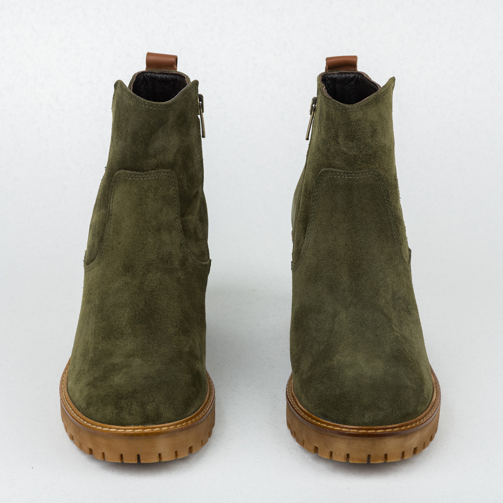 Leather ankle boots B436 - DARK GREEN