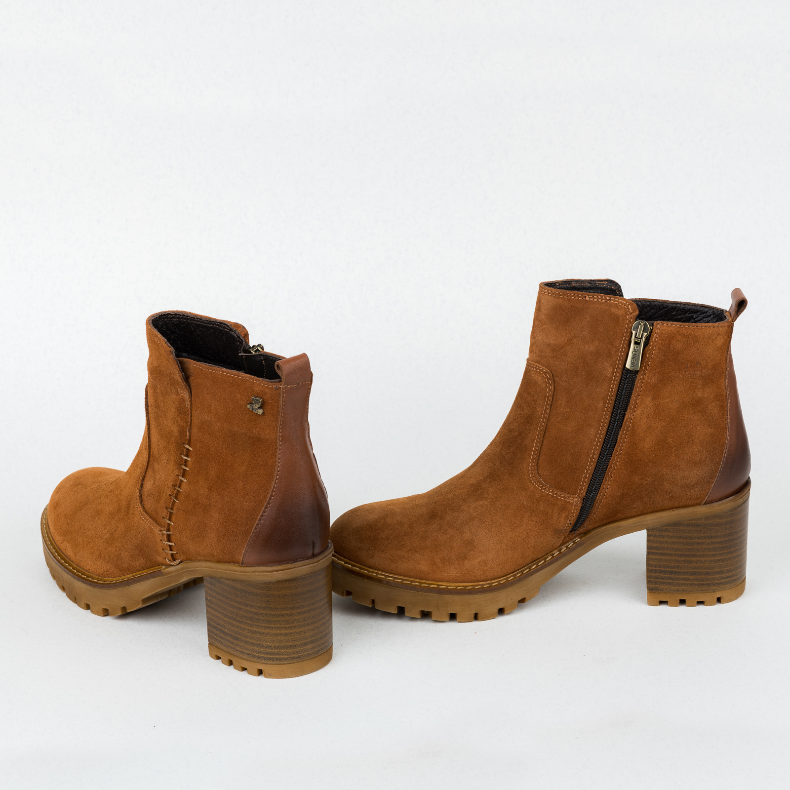 Leather ankle boots B436 - CAMEL