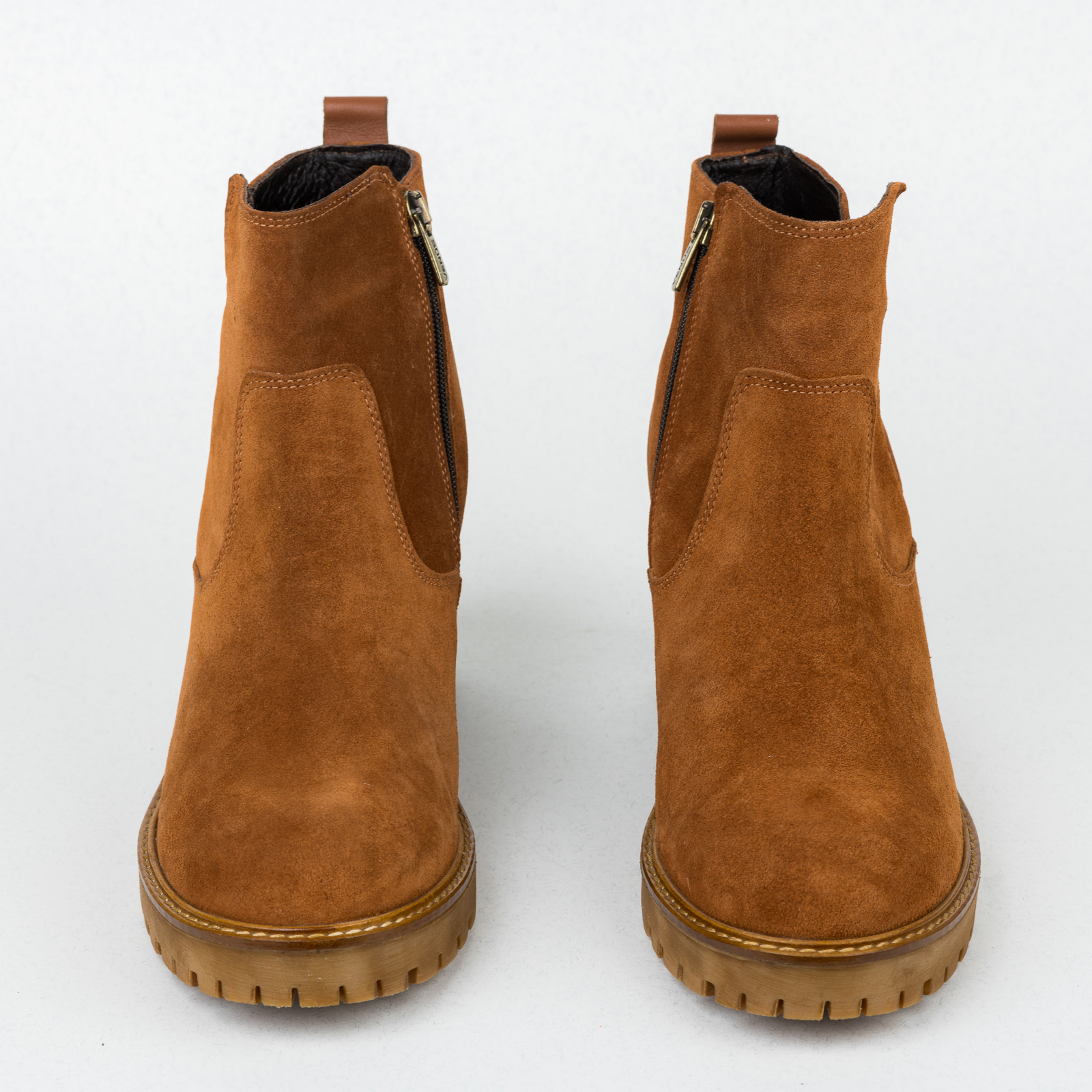 Leather ankle boots B436 - CAMEL