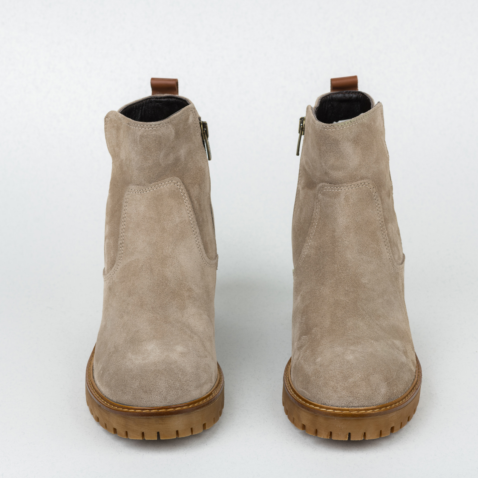 Leather ankle boots B436 - BEIGE