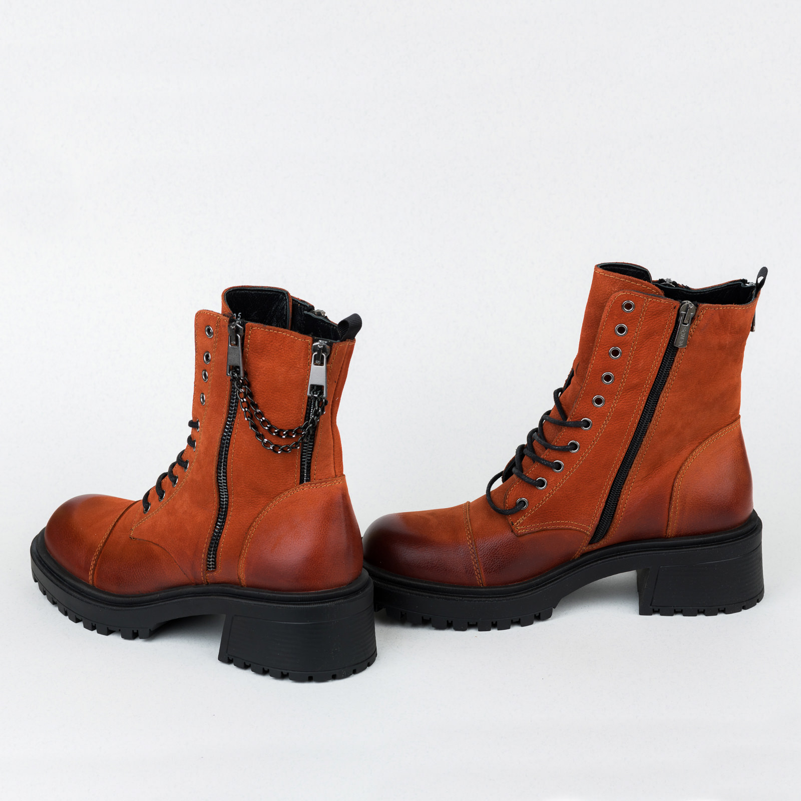 Leather ankle boots B089 - ORANGE