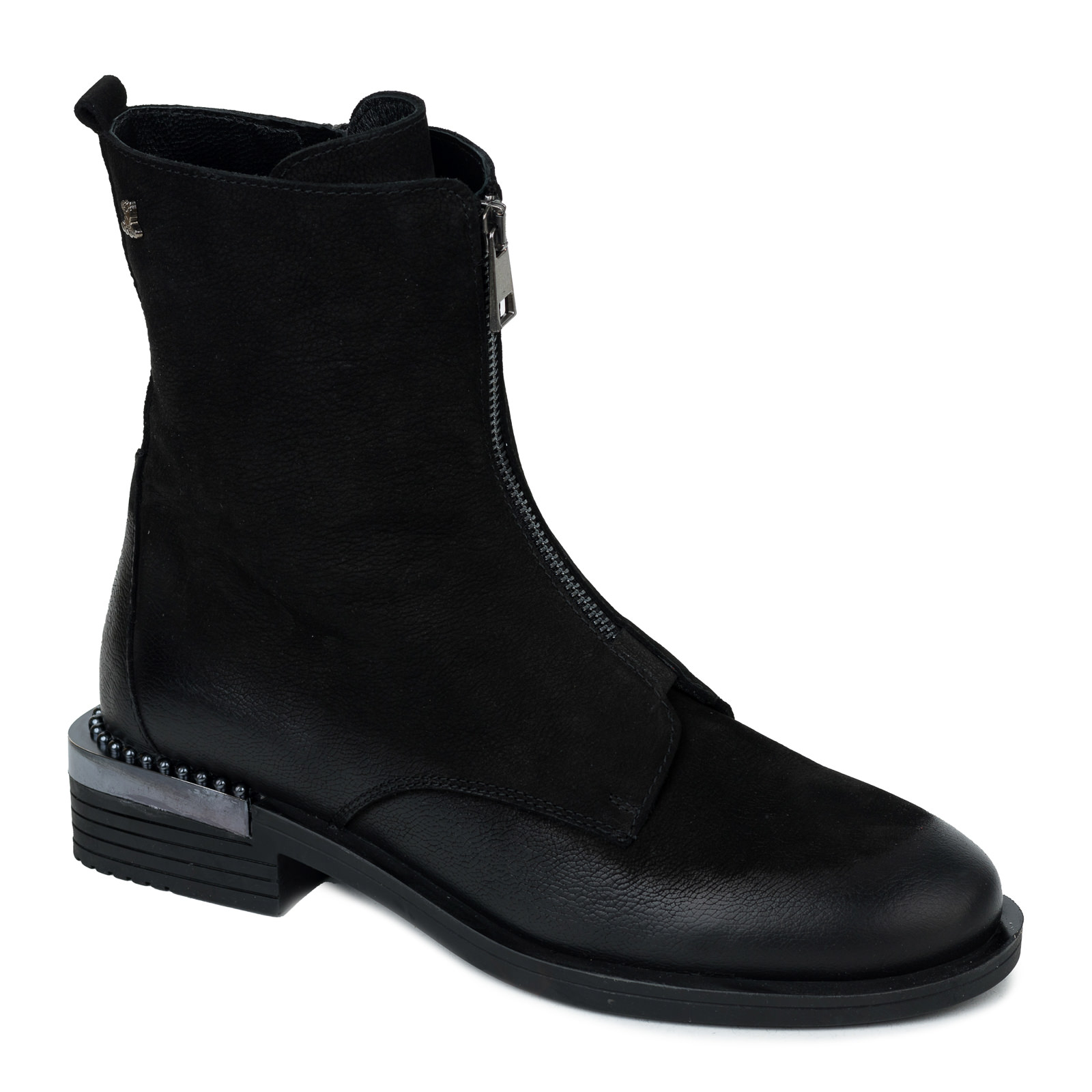 Leather ankle boots B308 - BLACK