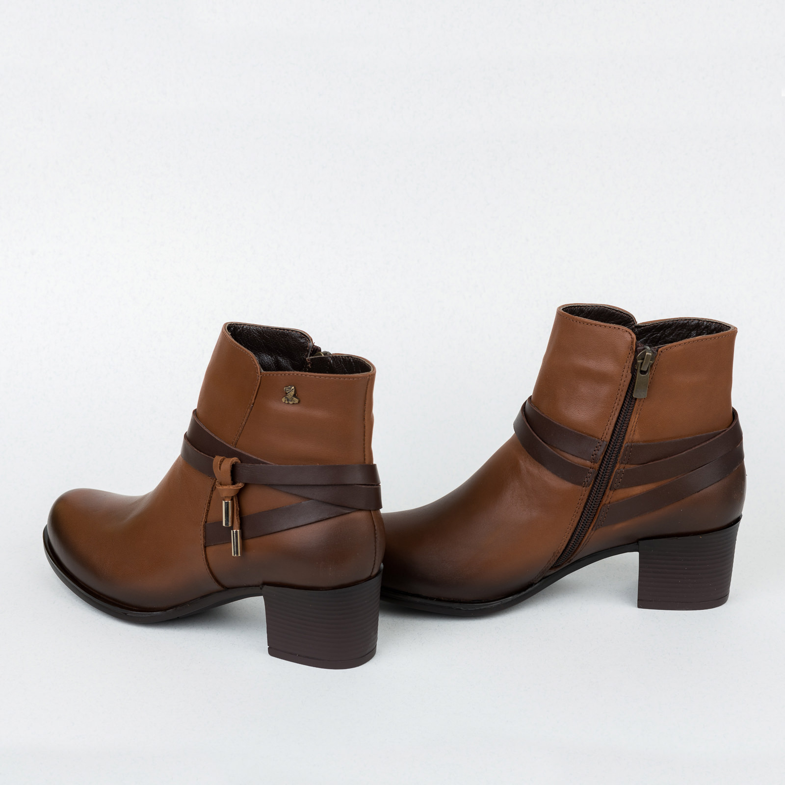 Leather ankle boots B438 - CAMEL