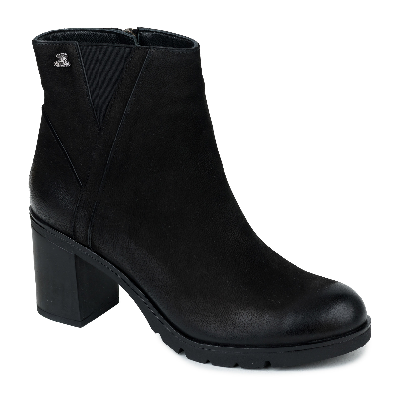 Leather ankle boots B316 - BLACK