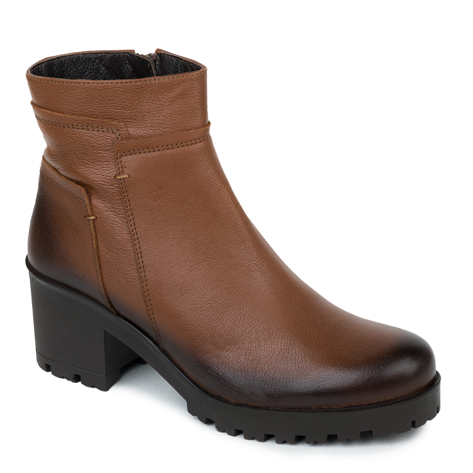 Leather ankle boots B439 - BROWN