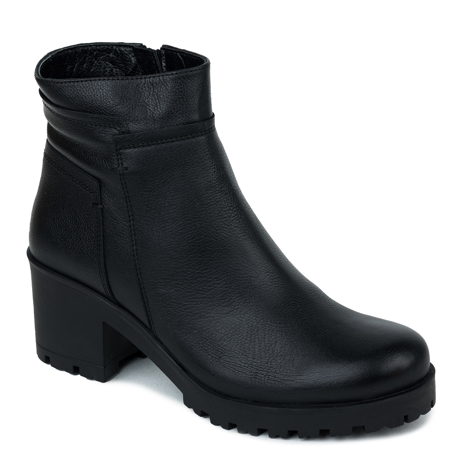 Leather ankle boots B439 - BLACK