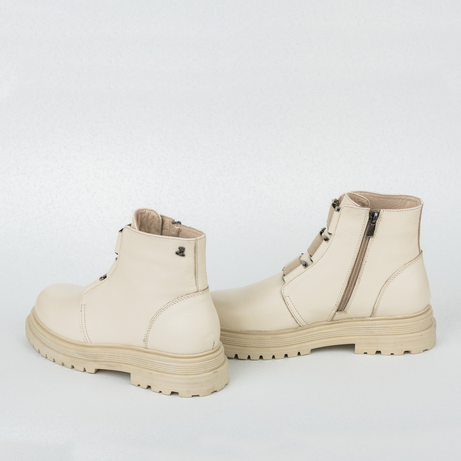 Leather ankle boots B441 - BEIGE